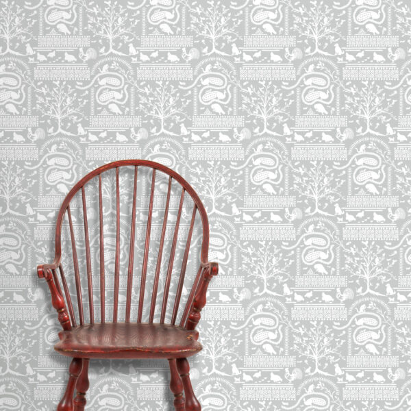 American Fantasy Wallpaper - Light Gray Resist - Red Windsor Chair