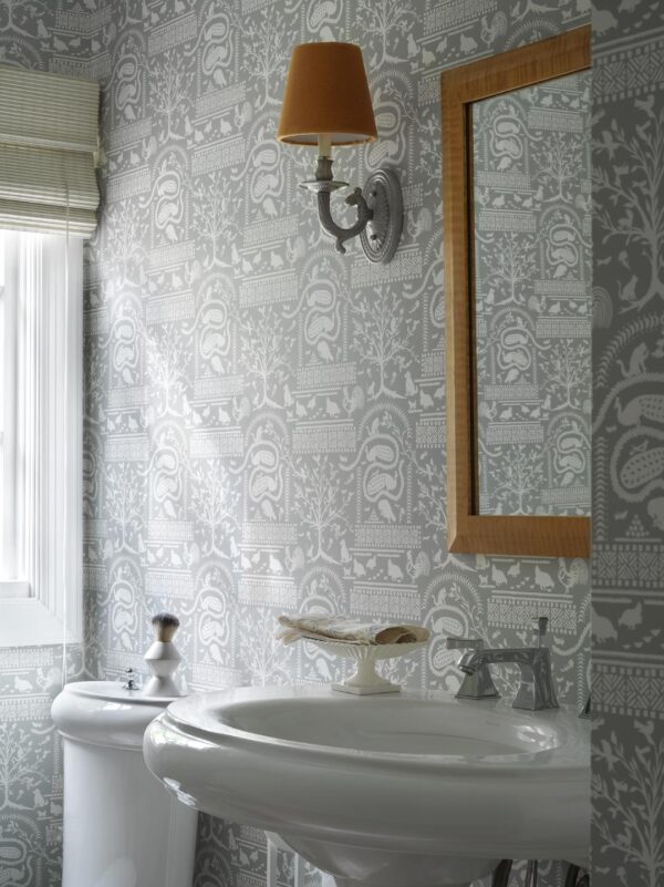 American Fantasy in light grey resist in bathroom