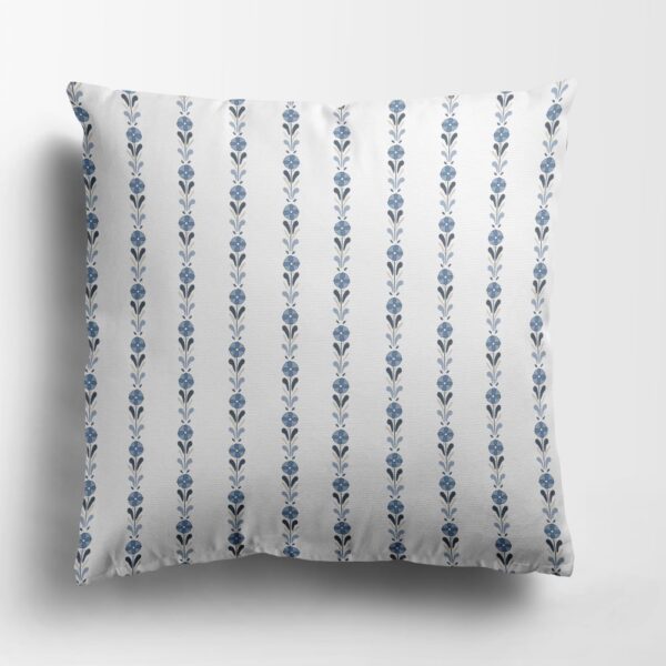 Floral stripe pillow blue