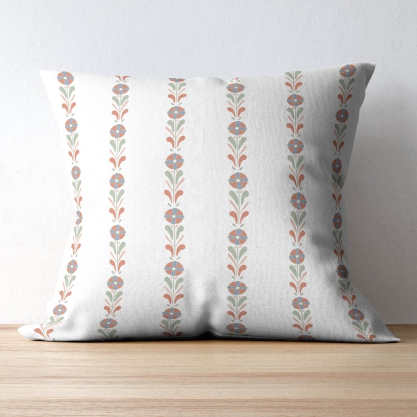 Floral Stripe Pillow Cover – Niagara